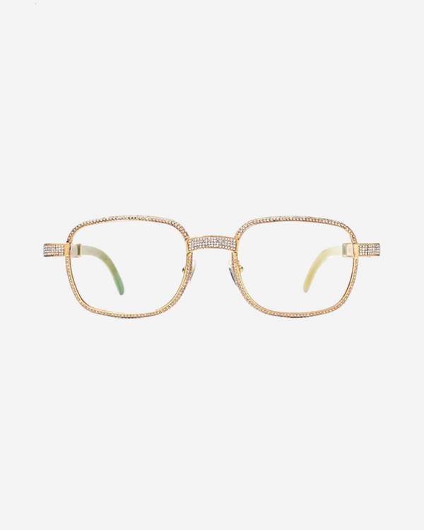 BOSSI SQUARE JEWEL ENCRUSTED CLEAR FRAME